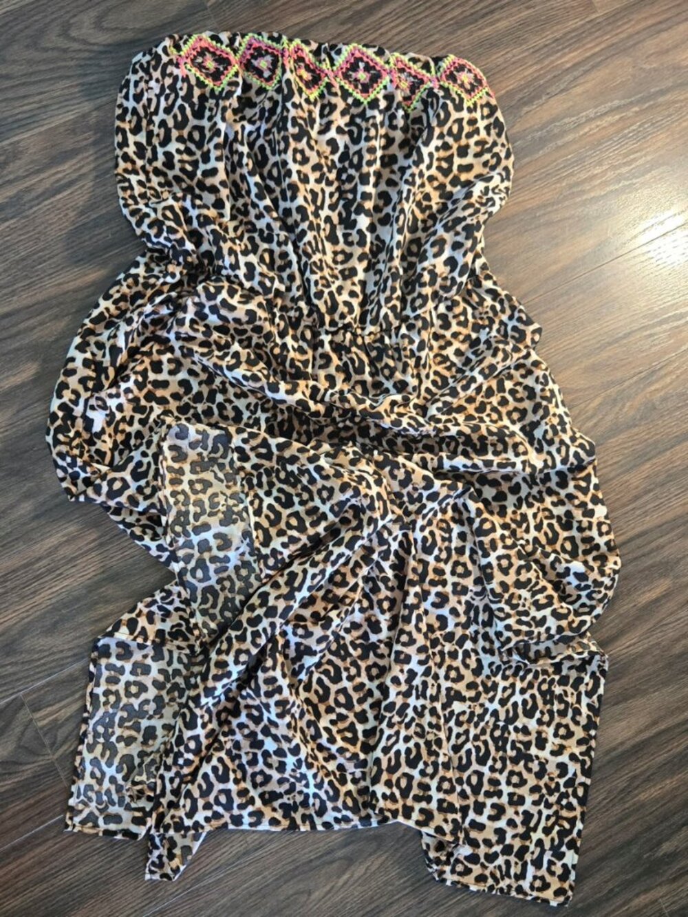 XHILERATION Boho Style Animal Print Strapless Maxi Dress SIZE L